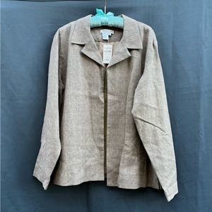 Coldwater Creek Open Front Brown Beige Blazer Jacket Size L NWT Vintage